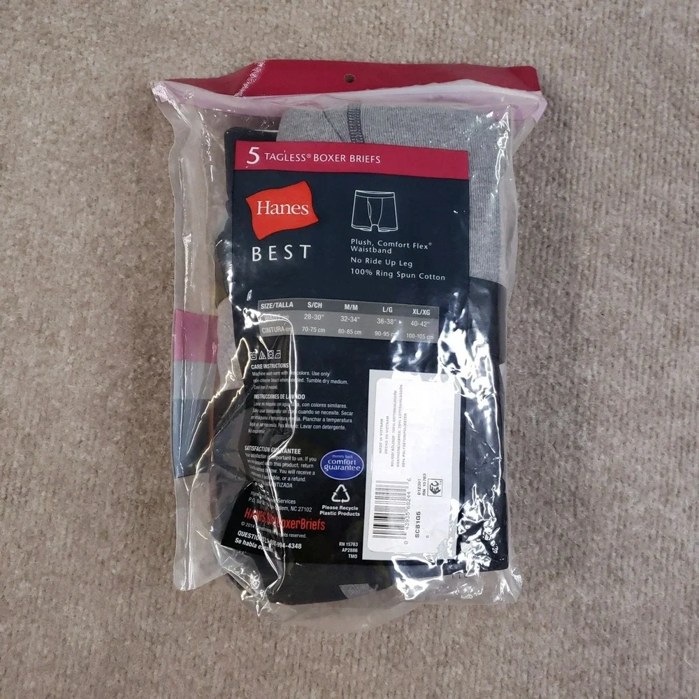 Hanes Boxer Briefs Mens Small 28-30 Gray Black Tagless Cool Comfort‎ Pack of 5